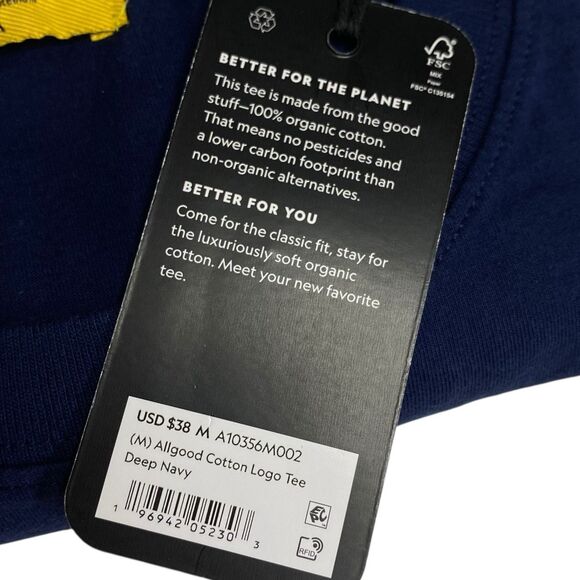 Allbirds T-Shirt Mens M Blue Short Sleeve Logo Tee Organic Cotton Casual NWT - Picture 3 of 5